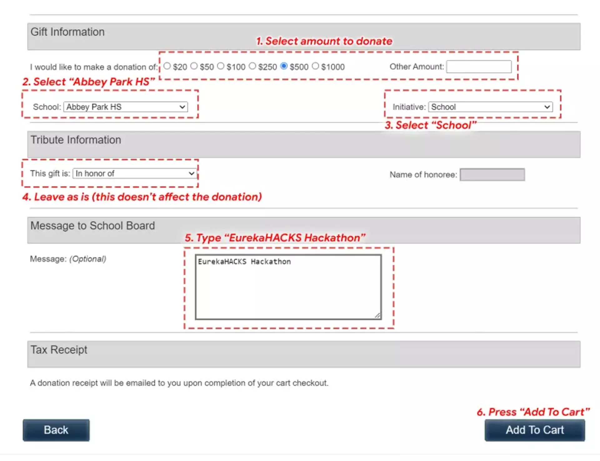 Donation Instructions